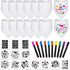 Jutom 38 Pcs DIY Baby Bibs Decorating Sets Includes 14 White Baby Bibs 10 Fabric Paint Markers 14 Stencils, 2 Ply Cotton Drool Bibs Plain Baby Sho...