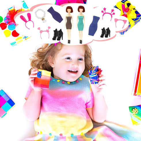 UPINS 6 Sets Doll Clothes Girls Doll Accessories for 11.5 Inch Doll Include Summer Dress Necklace headband Shoes Regular Outfit Doll Clothing Girl...