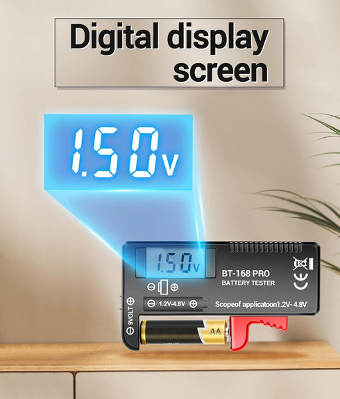 Battery Tester,LCD Display Household Batteries Tester for AAA,aa,c,d,9v,1.5V Button Cell,Lithium Battery Checker...