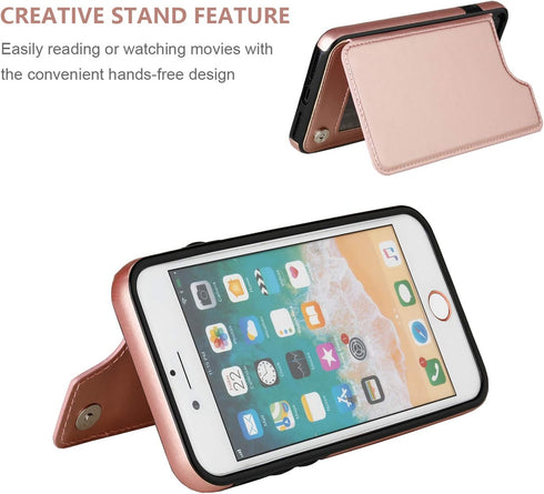 for iPhone 7 Plus/8 Plus Wallet Case with Card Holder,OT ONETOP Premium PU Leather Kickstand Card Slots Case,Double Magnetic Clasp and Durable Sho...