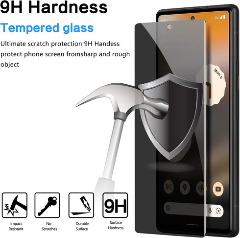 YWXTW Privacy Screen Protector for Google Pixel 6A, 6.1"5G, Tempered Glass Anti-Spy 9H Hardness Film......