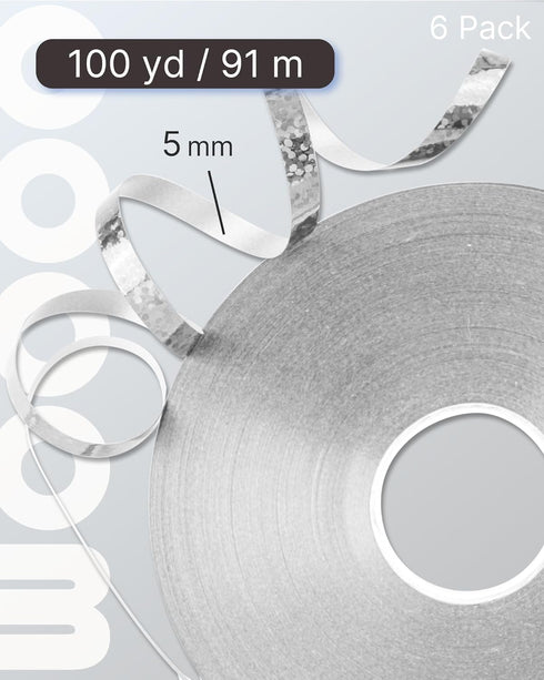 PartyWoo Silver Ribbon, 600 Yards Curling Ribbon for Balloons, Iridescent Crimped Ribbon, Shiny Curling Ribbon for Craft, Ribbon for Gift Wrapping...