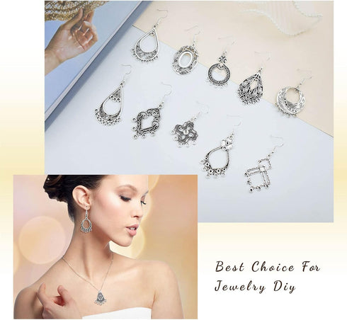 JIALEEY Antiqued Tibetan Silver Earring Chandelier Earring Jewelry Making Kit for Earring Drop and Charm Pendant Assorted Pack (30Pair 60Pcs)...