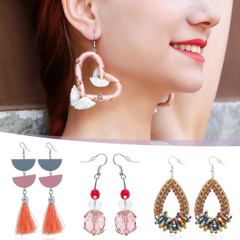 TOAOB 300pcs Stainless Steel Hypoallergenic Earring Hooks Silver Earring Making Kit with Jump Rings and Clear Silicone Earring Backs for DIY Jewel...