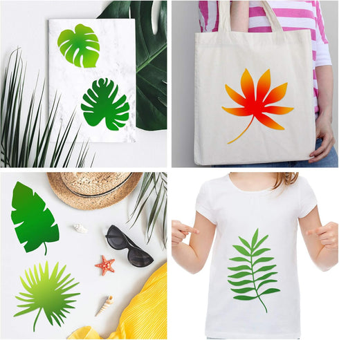 12 Pieces Tropical Fern Leaf Painting Stencils Large Reusable Palm Turtle Leaf Wall Stencil Flexible Botanical Leaves Template Set Crafts for Furn...