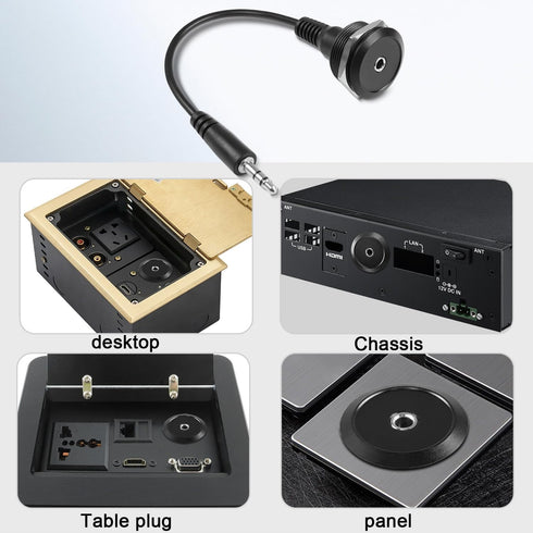 QIANRENON TRS 3.5mm Stereo Threaded Fixing Round Connector 1/8 TRS Male to Female Short Cable Panel Mount Headphone Adapter for Microphones Headph...