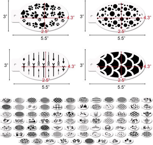 81 Pcs Face Painting Stencils 3"x5.5", Body Facial Painting Stencils, Reusable Flowers Mermaid Scale Leopard Cracks Claw Stencils Makeup Kit Face ...