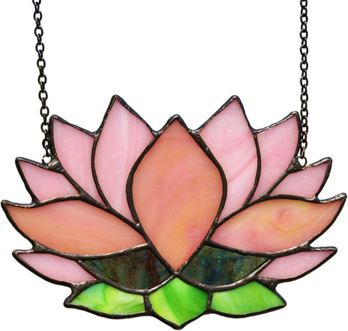 Lotus Flower Decor Stained Glass Window Hangings,Sun Catcher Gift for Mom Lotus Flower Decoration for Kitchen Livingroom,Birthday Gifts for Women...