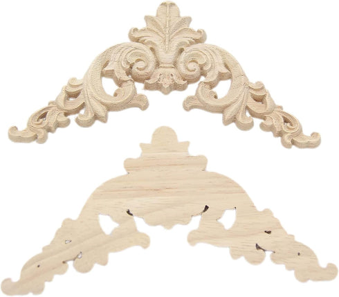 Wood Carved Applique,4 Pack Decorative Wood Trim, 3.15x3.15inch, Wood Appliques and Furniture Decorative Onlay for Furniture Decor Decal Unpainted...