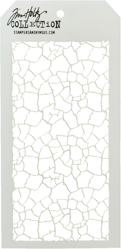 Stampers Anonymous Tim Holtz Stencils Crackle, 4.125" x 8.5", White...