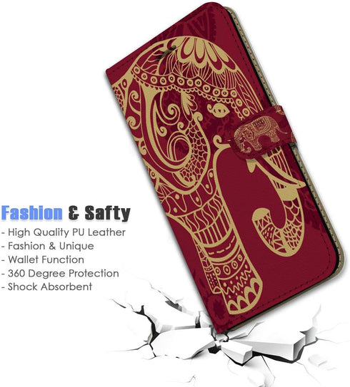 for Samsung Note 20, Galaxy Note 20, Designed Flip Wallet Phone Case Cover, A21111 Tribal Red Elephant 21111...