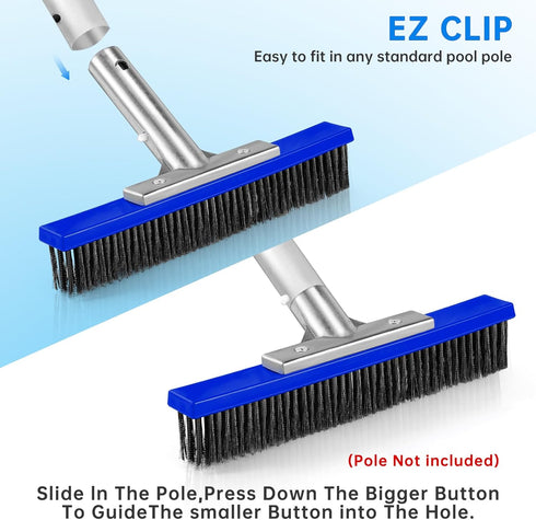 Heavy Duty Pool Brush Head?10-inch Metal Pool Brushes Head with Stainless Steel Wire Bristles & Aluminium Back for Remove Calcium Buildup, Rust St...