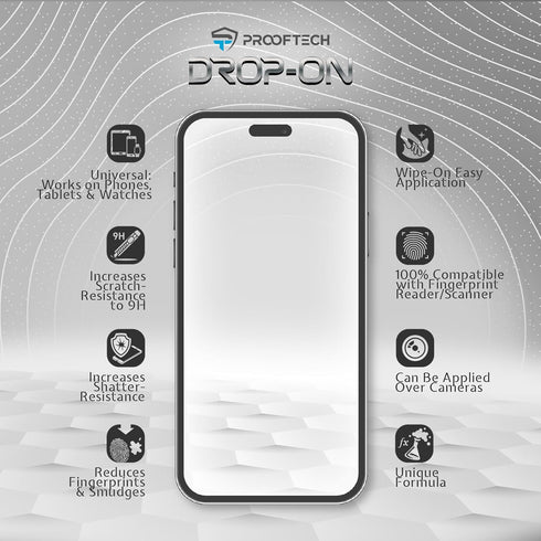 DROP ON Liquid Glass Screen Protector for up to 10 Devices - Wipe On Scratch and Crack Resistant Nano Protection for All Phones Tablets Smart Watc...