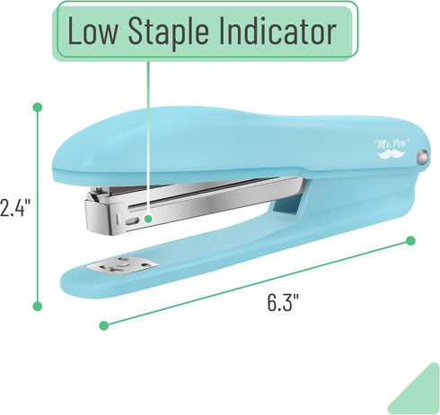 Mr. Pen- Staplers for Desk, 2 Pack with 200 Staples, 20 Sheet Capacity, Blue, Office Stapler, Desk Stapler, Stapler with Staples, Stapler Set...