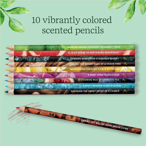 Lifelines Rub & Sniff Scented Colored Pencils, Infused with Essential Oil Blends, Color Pencil Set of 10, Earth Tones, Travel Case Included...
