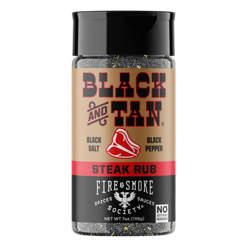 Fire & Smoke Society Black & Tan Steak Seasoning | BBQ Rubs, Steak Rub for Smoking and Grilling Meat | Steaks, Brisket, Burgers Dry BBQ Rubs and S...