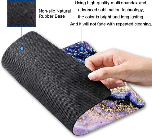 Mouse Pad, Purple Navy Gold Marble Mouse Pad, Premium-Textured Marbling Mouse Mat Square Waterproof Non-Slip Rubber Base Computer Mousepads for Of...
