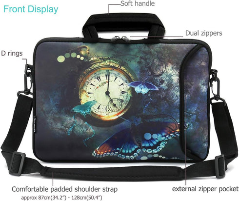 RICHEN 10 inch Messenger Bag Carrying Case Sleeve with Handle Accessory Pocket Fits 7 to 10-Inch Laptops/Notebook/Kids tablet (7-10.2 inch, Clock ...