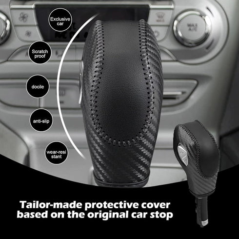 1 PC Auto Gear Shift Knob Cover, Shifter Knob Trim, Leather Handbrake Cover, Car Interior Accessories, Compatible with Ford (Black)...