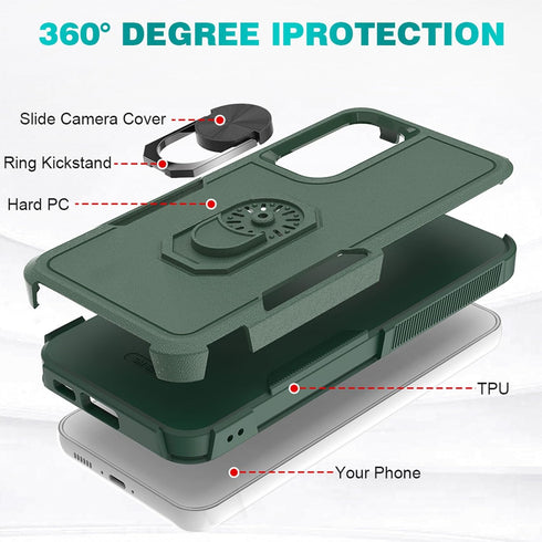 Ailiber for Galaxy S23 FE Case, Samsung S23 FE Phone Case with Screen Protector, Ring Kickstand for Magnetic Car Mount, Heavy Duty, Shockproof Pro...