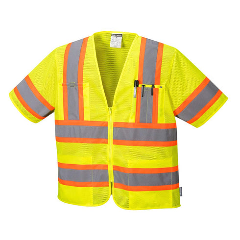 Portwest US383 Augusta Sleeved Hi Vis Reflective Safety Vest with Pockets ANSI Class 3 Yellow, 7X-Large...
