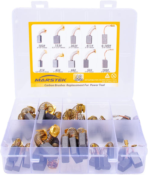 40Pcs 10 Sizes Electric Motor Carbon Brushes Replacement for Power Tool...