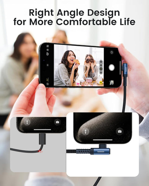 60W USB C to USB C Cable (2-Pack 6.6FT), Right Angle Fast Charging USB A to USB C Charger Cable Compatible with iPhone15 Pro Max/Plus/MacBook Air/...