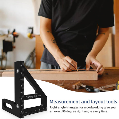 HFM 3D Multi-Angle Woodworking Square Measuring Ruler,45/90 Degree Aluminum Alloy Measuring Protractor High Precision Layout Measuring Tool for En...