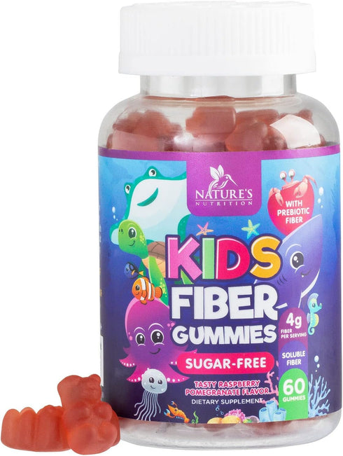 Kids Fiber Gummy Bears Supplement - Sugar Free Daily Prebiotic Fiber for Kids, Supports Regularity, Digestive Health & Immune Support - Nature's P...