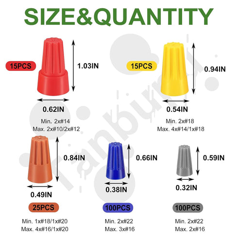 255PCS Electrical Wire Cap Connectors Nuts Kit, Insulating Insert Twist Wire Connectors with Spring, Screw on Terminals Assortment Set Quick Conne...