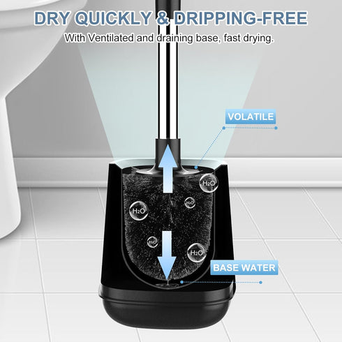SetSail Toilet Brush and Holder, Automatic Toilet Bowl Brushes for Bathroom Ventilated Toilet Brush for Toilet Scrubber Cleaning-Black...