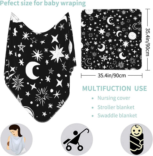 Moon and Stars BabyStuff Swaddle Blanket Newborn Space Baby Swaddling Blanket Cover Throw Wrap Blankets Soft Breathable for girls boys Baby Infant...