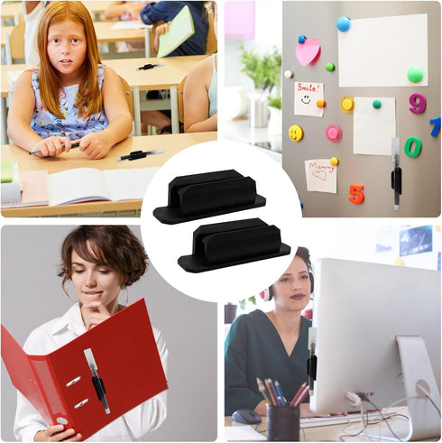 Rainmae 12 Pack Pen Holder Silicone, Adhesive Pen Holder for Desk, Single Pen Holder for Desk Accessories Teacher Supplies Bulletin Board Clipboar...