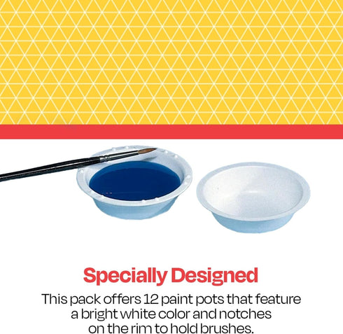 School Smart Plastic Watercolor Paint Cups, 3-3/4 x 1-1/8 Inches, White, Pack of 12...