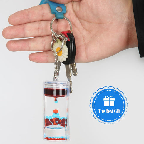 Dynamic Liquid Timers Key Chain Set, Colorful Motion Bubbler Timekeeper Key Chain, Liquid Hourglass Keychains...