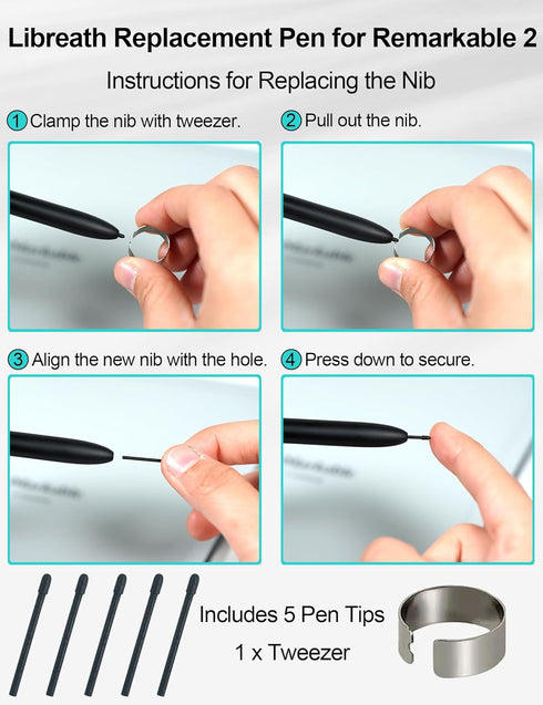 EMR Stylus for Remarkable 2 Pen with 5 Pen Tips, Magnetic Pen Compatible with Galaxy Tab S6 Lite/ S7 FE/ S9 Plus/Samsung S Pen Replacement, 4096 P...