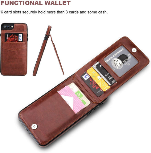 KIHUWEY for iPhone 7/8 Plus Case Wallet with Credit Card Holder, Premium Leather Magnetic Clasp Kickstand Heavy Duty Protective Cover for iPhone 7...