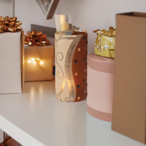 Pavilion Gift Company A Mother's Love-6" Glass Cylinder Candle Holder, Brown, Beige...
