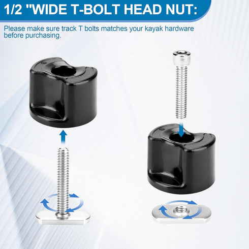 Kayak Track/Rail Mount Accessories, Kayak Hardware Kit includes Convertible Knobs, 1-1/2'' T Bolts, Track Nuts, 1-1/4'' Socket Head Cap Screws, Al...