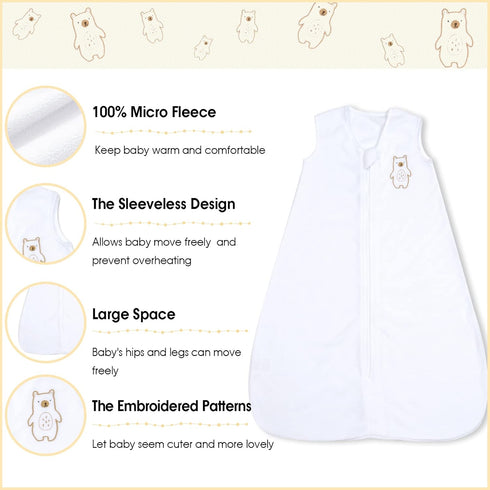PHF Soft Micro-Fleece Baby Sleep Sack, 6-12 Months Warm Baby Wearable Blanket, 2-Way Zipper Sleeping Bags, 2 Pack Comfy Toddler Sleeping Sack for ...
