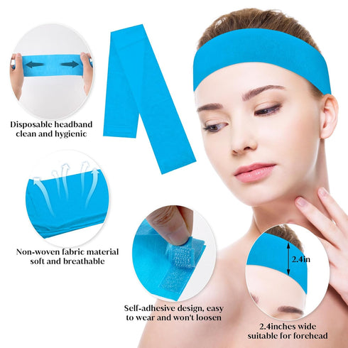 30 Pieces Disposable Spa Facial Headbands, Stretch Non-Woven Skincare Headband, Soft Skincare Hair Band with Adjustable Magic Tape for Women Girls...