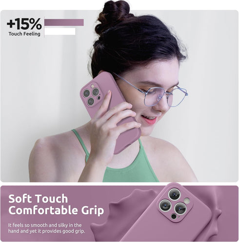 SURPHY Designed for iPhone 15 Pro Max Case with Screen Protector and Lanyard, Phone Strap and Liquid Silicone Phone Case (Camera Protective + Soft...