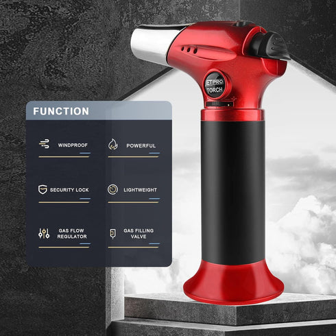 Butane Torch, Kitchen Torch Lighter, Cooking Refillable Torch with Adjustable Flame and Safety Lock for Desserts, BBQ, Kitchen (Butane Gas Not Inc...