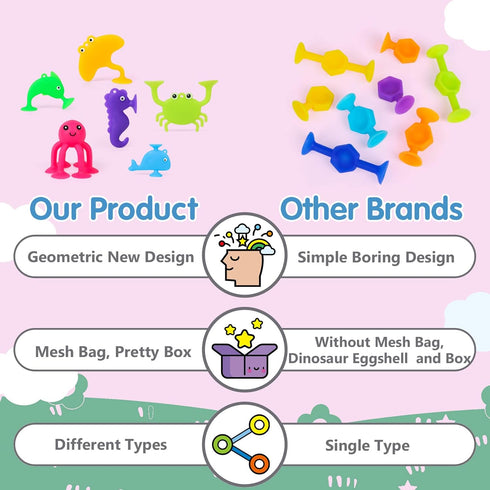 Baby Suction Cup Toys, Ocean Animals Sucker Toys with Mesh Bag Storage, 18 PCS Bath Toys for Kids Ages 4-8, Sensory, Window and Travel Toy, Montes...