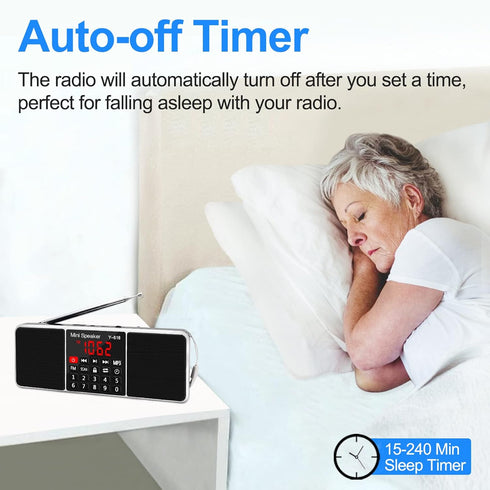 LEFON Multifunction Digital FM Radio Media Speaker MP3 Music Player Support TF Card USB Drive with LED Screen Display and Setting Timing Shutdown ...