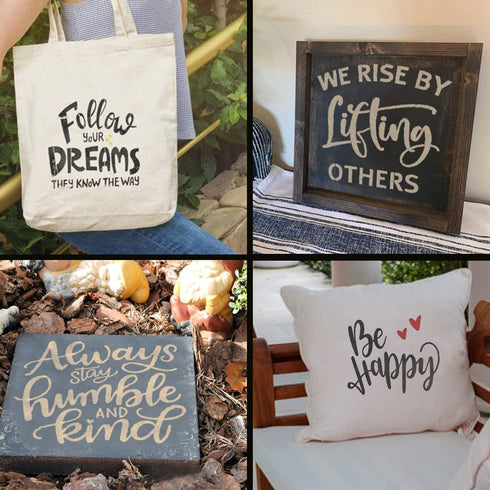 20 Piece Large Inspirational Word Stencil Set, Stencils for Painting on Wood - Wall Decor, Art, Drawing, Signs - Live Laugh Love, Be Kind, Inspire...