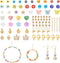 Cheriswelry Box of DIY Jewelry Making Finding Kit with Natural Shell Beads Millefiori Glass Beads Alloy Charms Plastic Beads Jump Rings Lobster Cl...