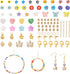 Cheriswelry Box of DIY Jewelry Making Finding Kit with Natural Shell Beads Millefiori Glass Beads Alloy Charms Plastic Beads Jump Rings Lobster Cl...
