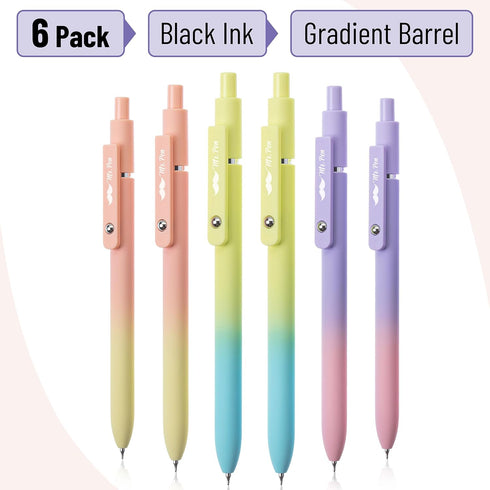 Mr. Pen- Retractable Gel Pens, 6 Pack, Gradient Color Barrels, Black Gel Pens, Fast Dry, Gel Pens Fine Point 0.5mm, Retractable Pens, Cute Pens, G...