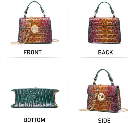Chic Women Crocodile Leather bags Mini Top-Handle Clutch Compact Evening Bag Stylish Accessory for Essentials...